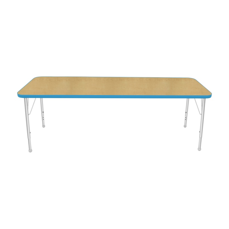 24" X 72" Rectangle Table - Top Color: Maple, Edge Color: Bright Blue