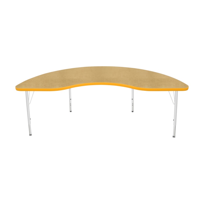 36" X 72" Kidney Table - Top Color: Maple, Edge Color: Yellow