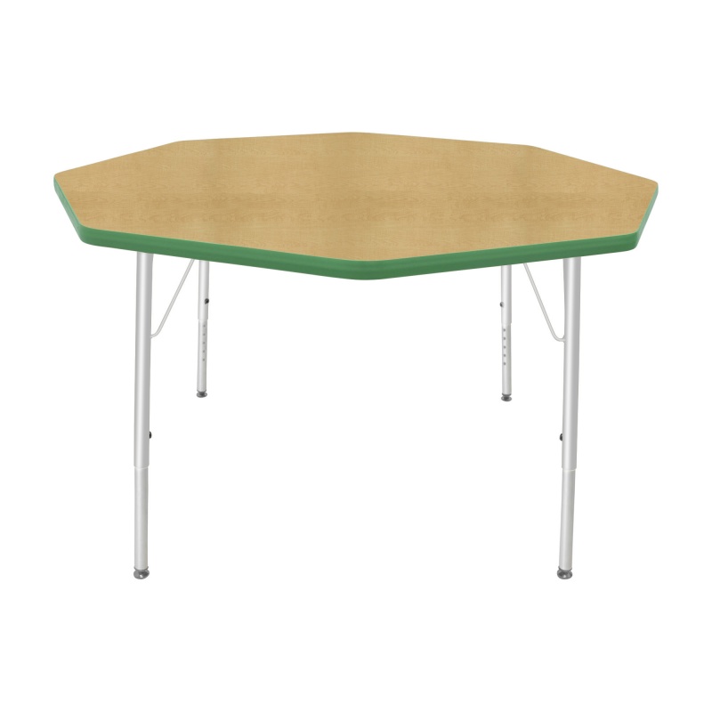 48" Octagon Table - Top Color: Maple, Edge Color: Dustin Green