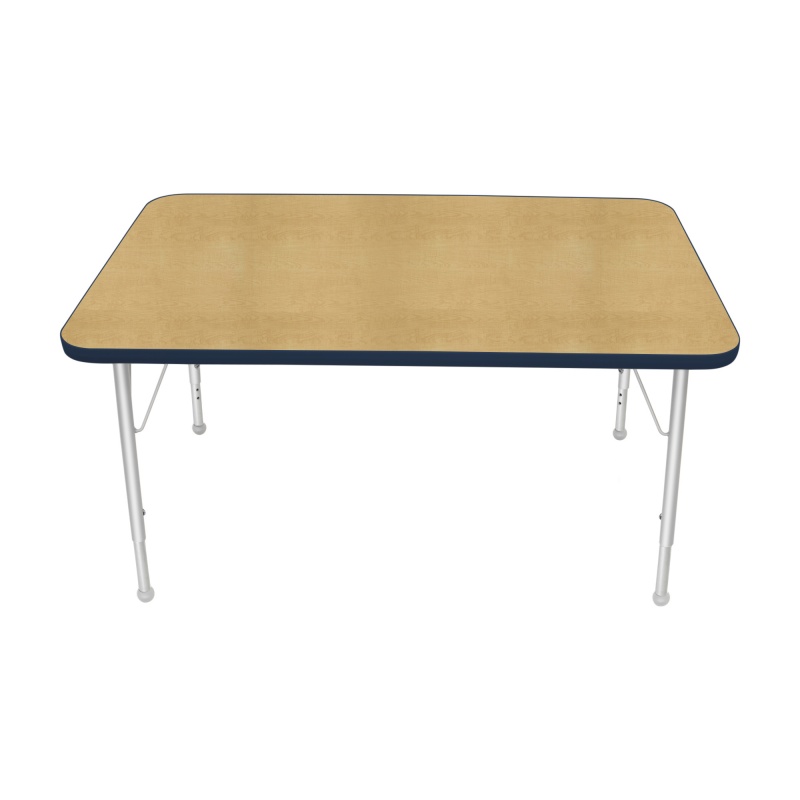 30" X 48" Rectangle Table - Top Color: Maple, Edge Color: Navy
