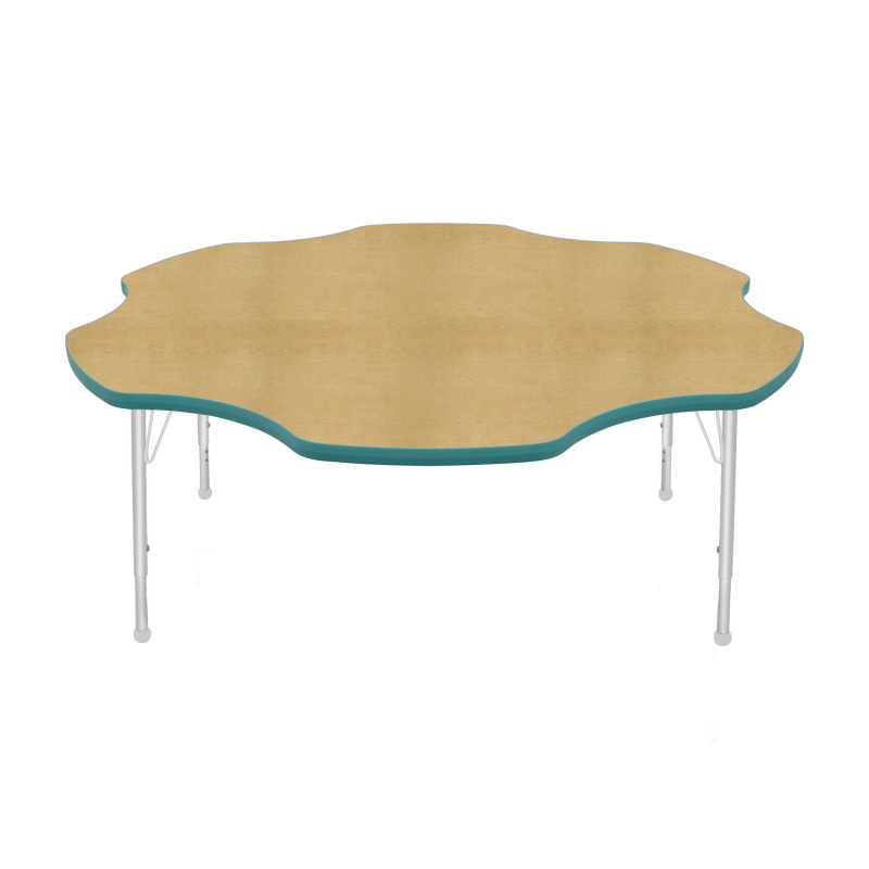 60" Daisy Table - Top Color: Maple, Edge Color: Teal
