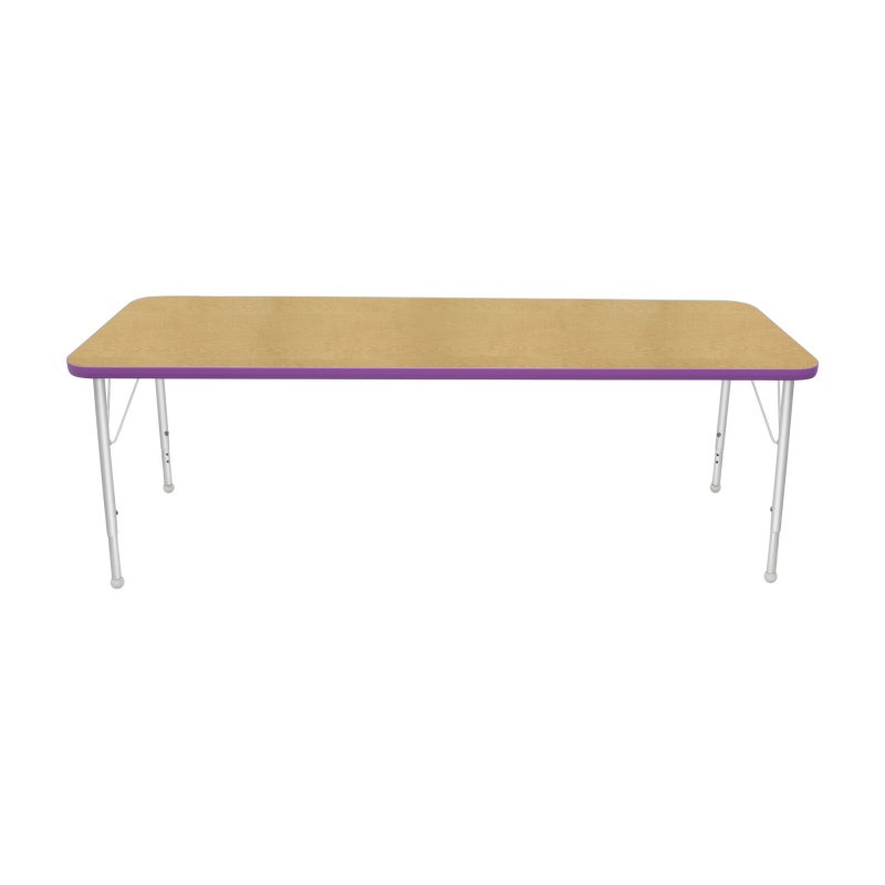 24" X 72" Rectangle Table - Top Color: Maple, Edge Color: Purple