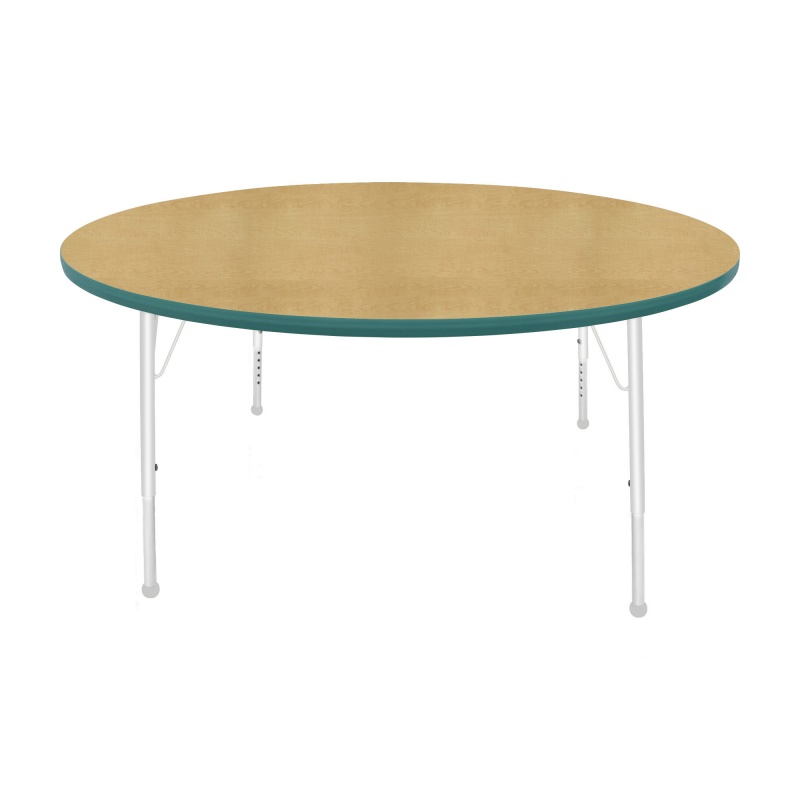 60" Round Table - Top Color: Maple, Edge Color: Teal