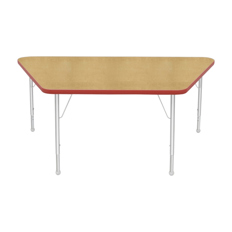30" X 60" Trapezoid Table - Top Color: Maple, Edge Color: Red