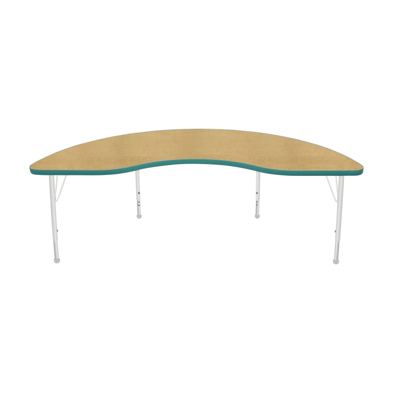 36" X 72" Kidney Table - Top Color: Maple, Edge Color: Teal