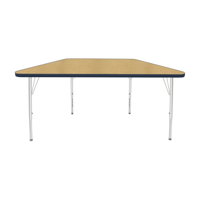 24" X 48" Trapezoid Table - Top Color: Maple, Edge Color: Navy