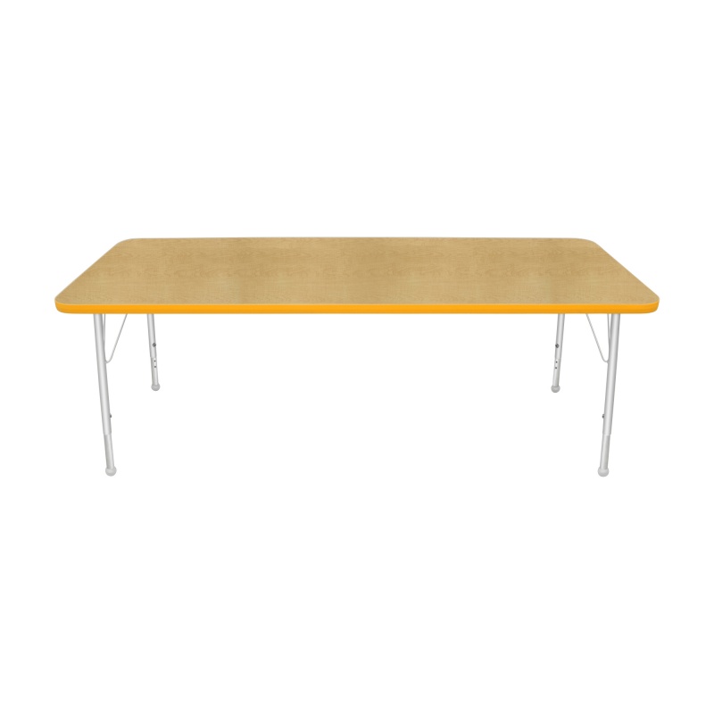 30" X 72" Rectangle Table - Top Color: Maple, Edge Color: Yellow