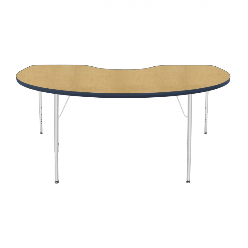 48" X 72" Kidney Table - Top Color: Maple, Edge Color: Navy