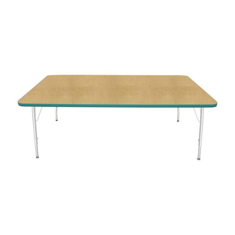 42" X 72" Rectangle Table - Top Color: Maple, Edge Color: Teal