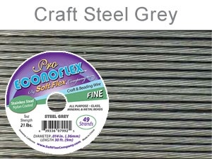 Pro Econoflex Beading Wire By Soft Flex - Fine - .014, 49 Strands, 15 Feet - Steel Gray