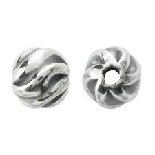 8Mm Sterling Silver Round Oxidized Twist Bead - 1.75Mm Hole Size