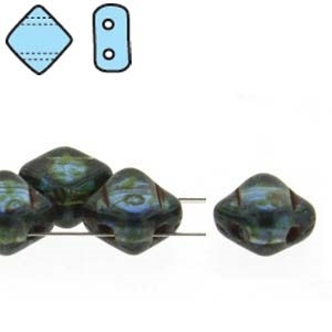 Silky Bead, 6Mm, 2-Hole - Sapphire Travertine
