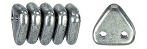 Czechmates 2 Hole Triangle Beads-Saturated Metallic Frost Grey