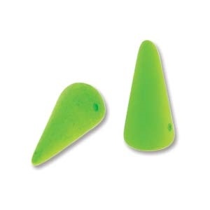 7 X 17Mm Czech Pressed Glass Spike Bead- Neon Green