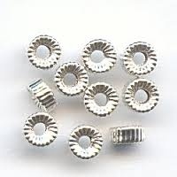 4Mm Sterling Silver Corrugated Rondell Bead - 1.5Mm Hole Size