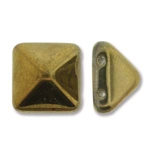 12Mm Czech Pyramid Bead- Crystal Amber