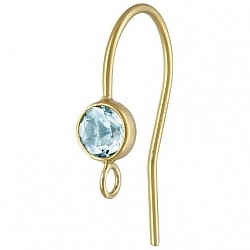 14K Gold Earwire With 4Mm Blue Topaz