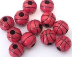 Team Sports Acrylic Basketball Beads - 12 Mm - 12Pc