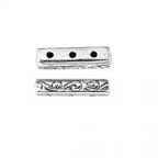 Sterling Silver Etched Spacer Bar - 3 Hole