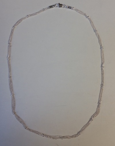 3 Strand Silver Plated Curb Finished Necklace Chain