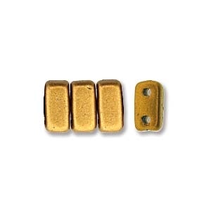 Czechmates 2-Hole Brick Bead - 3Mm X 6Mm - Matte Metallic Goldenrod