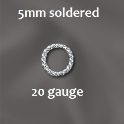 Sterling Silver Twisted Soldered Jump Ring - 5Mm, 20g