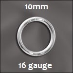 Sterling Silver Open Jump Ring - 10Mm, 16 Gauge