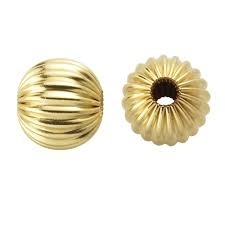 14Kt Gold Filled Corrugated Round Bead - 5Mm - 1Mm Hole Size