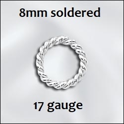 Sterling Silver Twisted Soldered Jump Ring - 8Mm, 17g
