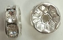 6Mm Full Sterling Silver Rondells- Crystal