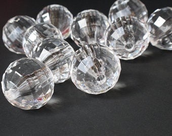 18Mm Global Faceted Acrylic Beads - Clear