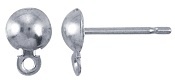 1/2 Ball Earring Post With Loop-6Mm