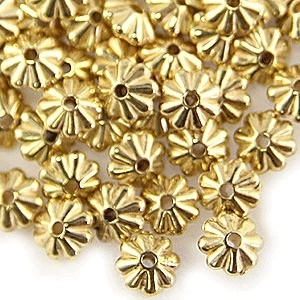 10Mm Floral Rondelle - Small Hole - Gold