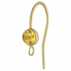 14K Gold Earwire With 4Mm Citrine
