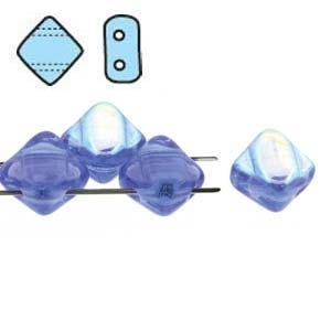 Silky Bead, 6Mm, 2-Hole - Sapphire Ab