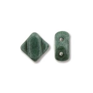 Silky Bead, 6Mm, 2-Hole - White Alabaster Green Luster