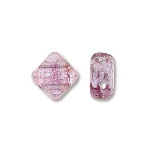 Silky Bead, 6Mm, 2-Hole - Alex Pink Luster