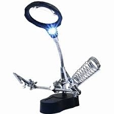 Magna-Desk Helping Hand Magnifier With Soldering Stand And 2 LED Lights