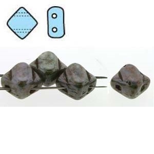 Silky Bead, 6Mm, 2-Hole - White Alabaster Travertine Blue
