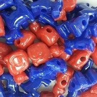 Jumbo Beads - Cats & Dogs - Red & Blue