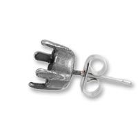 Oxidized Silver Plated Post Earring Setting - Fits #1122 Rivoli - 47Ss