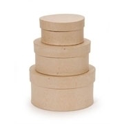 Paper Mache Box Set of Three Round - 4", 5", 6"
