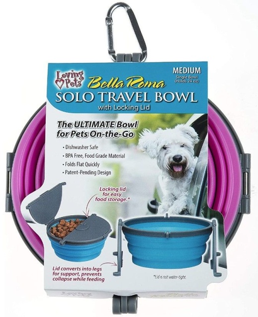 Loving Pets Bella Roma Pink Travel Bowl - Ds