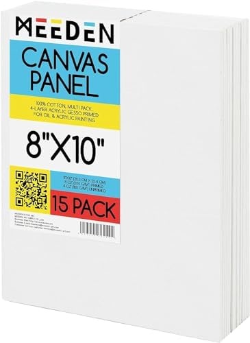 Meeden 15-Pack Canvas Boards For Painting, 8×10 Inches Blank White