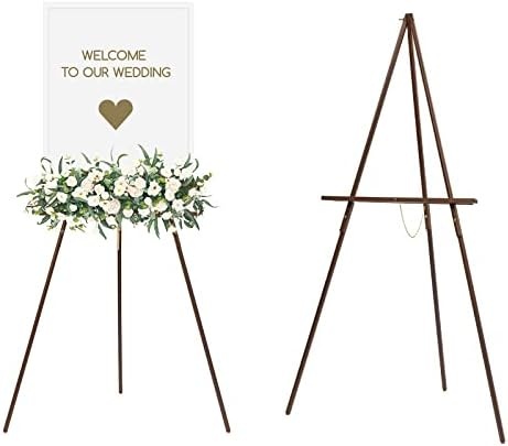 Meeden Beech Wood Display Wedding Easel Stand, Max Height 64'' Holds Up To  40/11Lb, Walnut Wooden A-Frame Tripod Studio Artist Floor Easel For  Wedding Sign, Poster, Canvas, Show, Presenting