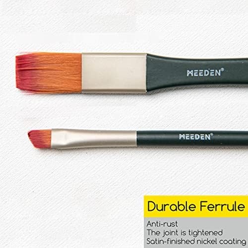Meeden Art Paint Brushes Set, 10 Pcs Long Handled Professional Paint Brushes For Acrylic,Watercolor Painting, Soft Nylon Acrylic Paint Brushes Of Flat,Fan,Angle,Filbert, Detail With Storage Box