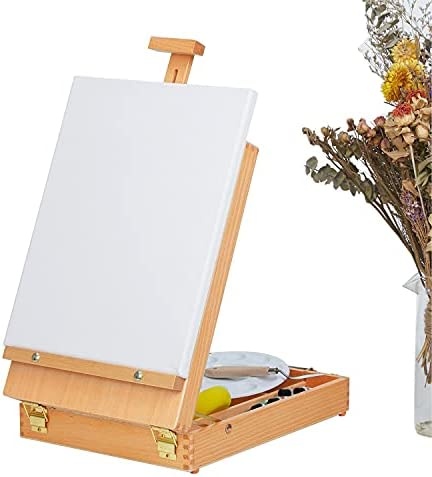 Meeden Tabletop Easel, Solid Beech Wood Table Top Art Easels For Painting Canvas, Sketchbox Easel, Adjustable Desktop Easel, Table Easel For Painting, Art Supply Storage Box For Adults & Artist