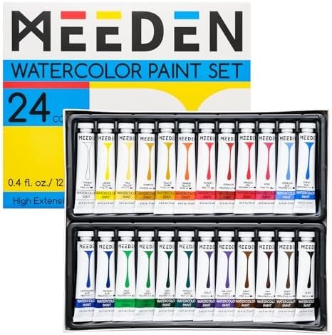 Meeden Watercolor Paints, Non-Toxic 24 X 12Ml/0.4Oz Lightfastness Water  Color Paint Set For Adult Artists