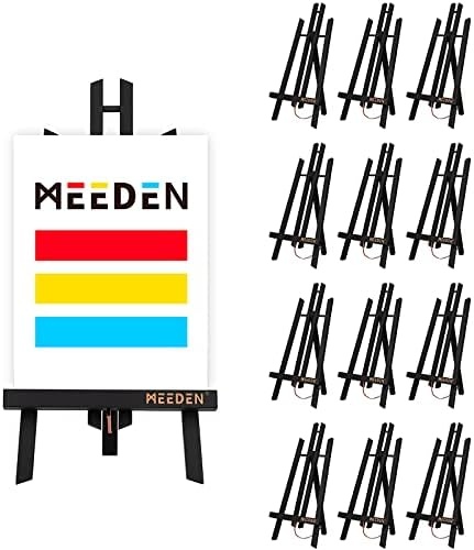 Meeden 12 Pack 16 Inch Tabletop Easels, Portable Display Easels, Pine Wood  Desktop Easel, Tripod Painting Party Easel,Kids Easel Stand For Painting,Portable  Canvas Picture Sign Holder, Black