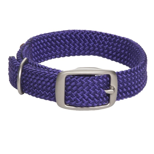 Mendota Double Braid Collar - Satin Nickel - Red / 9/16" X 12"